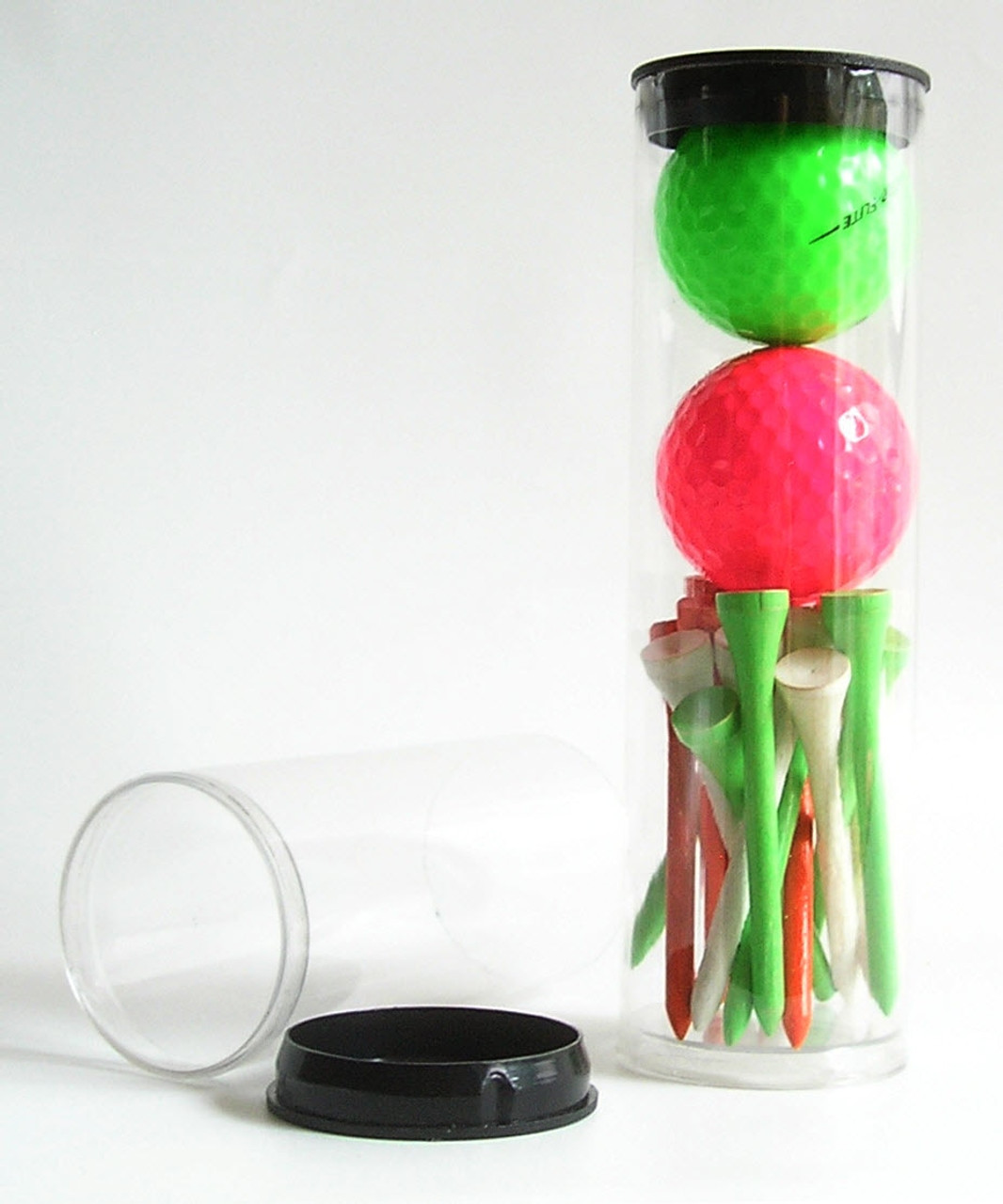 1-3/4" x 6-1/8" Clear Plastic 2 Ball Container (room for 2-1/8" to 2-1/4" tees)