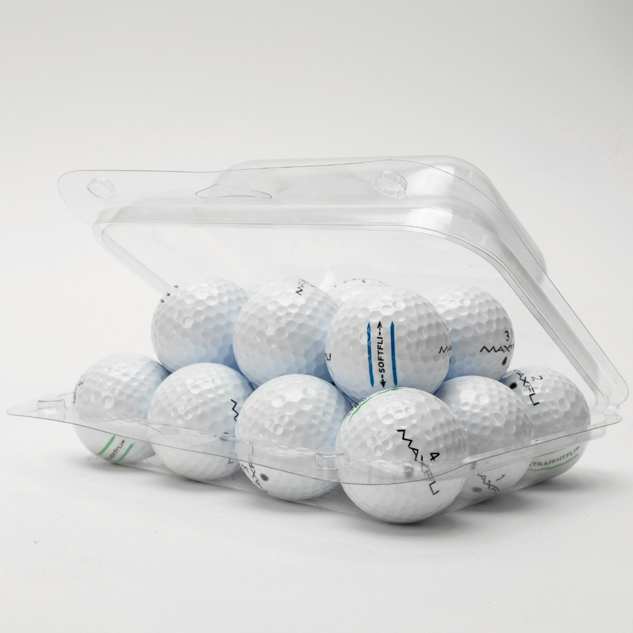 118-2TF - 18-Ball Flat Bottom Style Container Golf Ball Clamshell Opened
