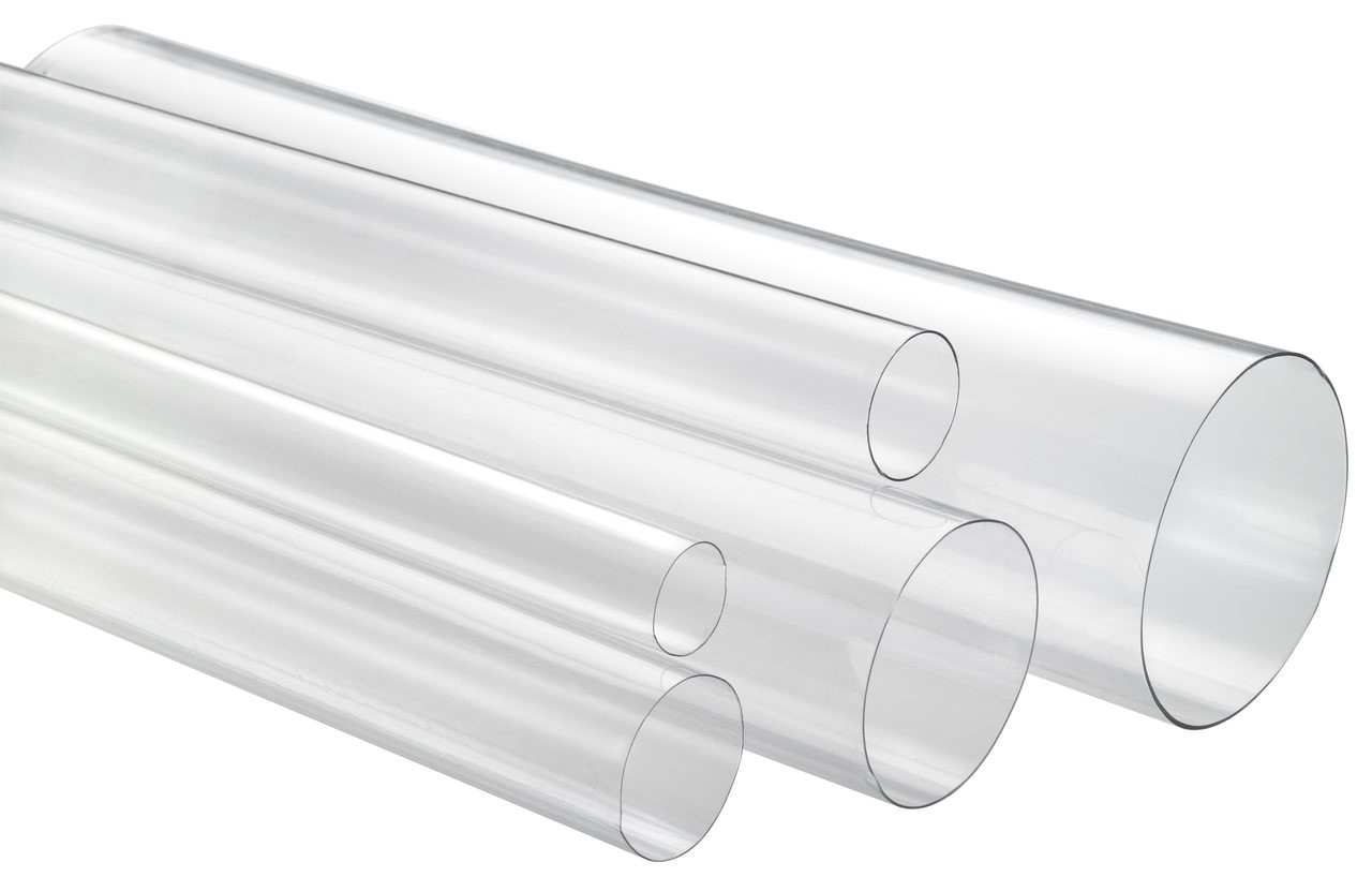 1-3/8" x 18" Medium Wall Round Clear Plastic Tube