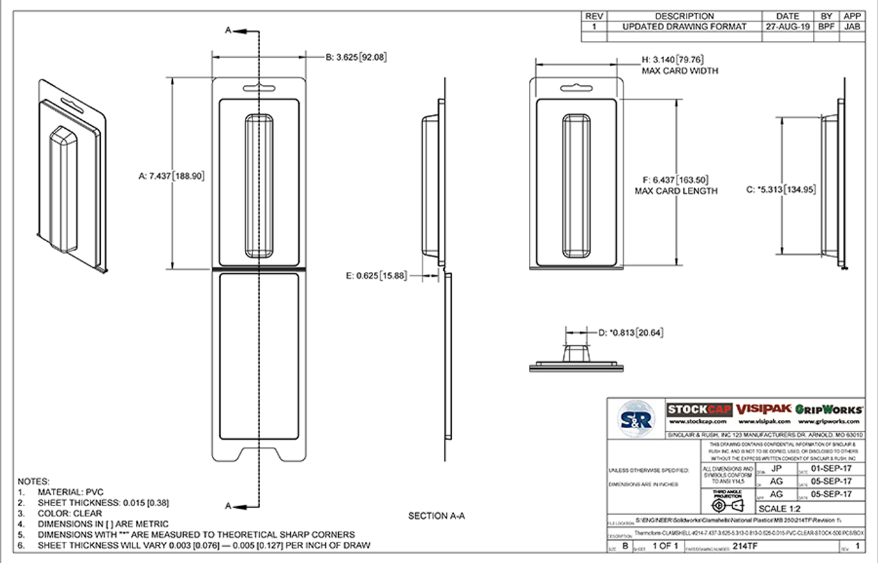 214TF - Stock Clamshell Packaging Technical Drawing